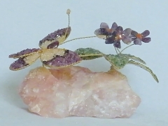 Schmetterling mit Blume (± 11 cm) mit Amethyst, Onyx und Bergkristall